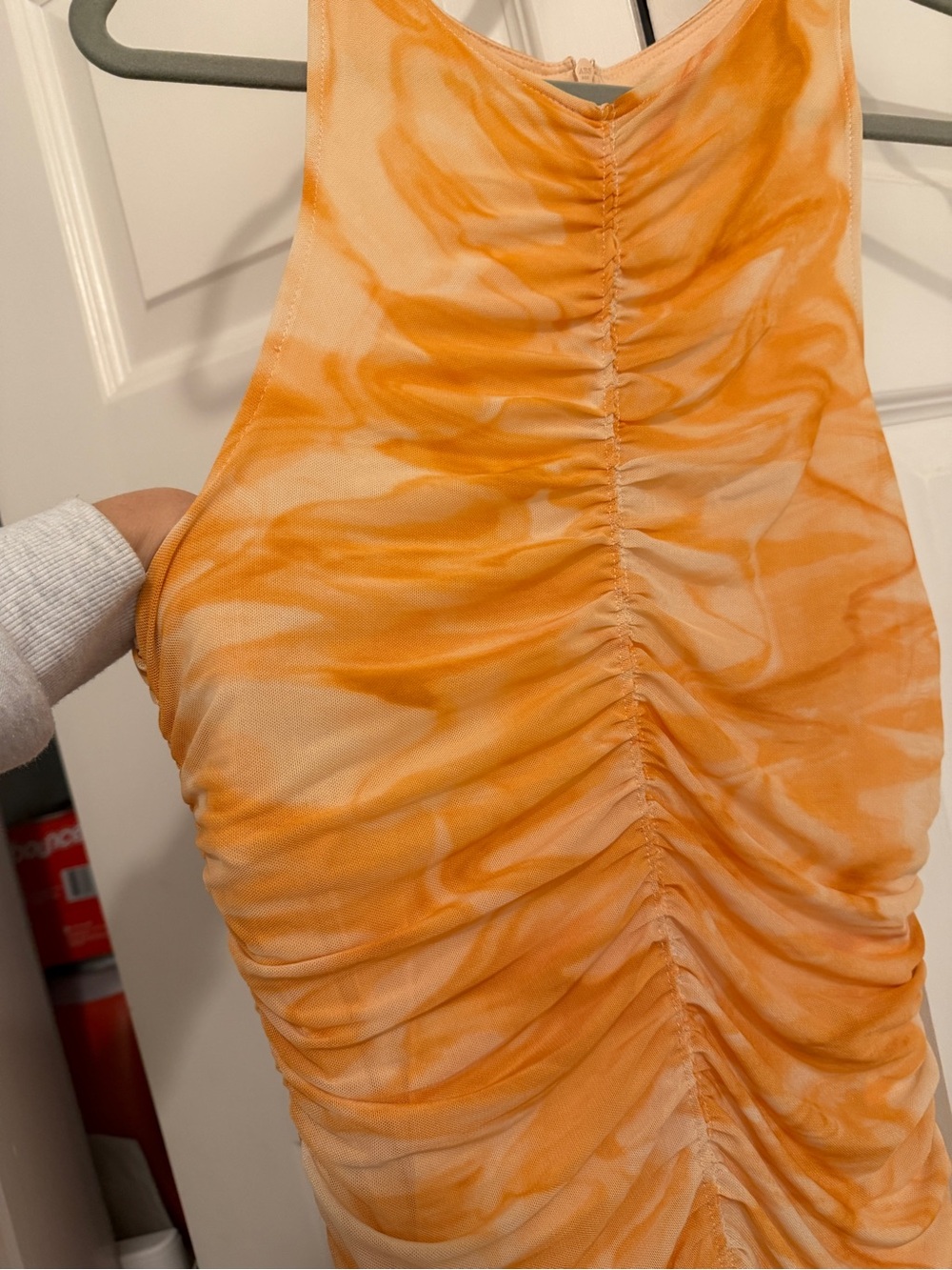 Orange Ruched Bodycon Maxi Dress - Picture 3 of 5